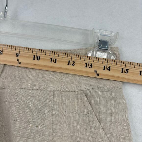 Vivid 100% Linen High Rise Trouser Pants Straight Leg Beige Women's Size 4 - Picture 9 of 12